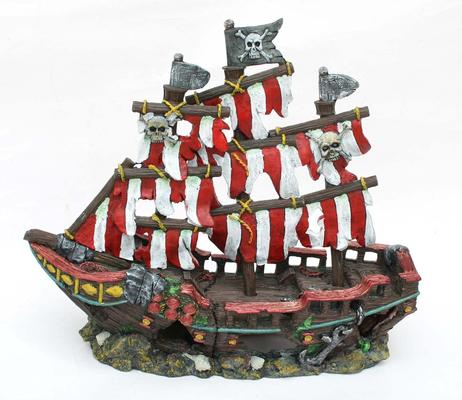 Show full view: Penn-Plax Striped Sail Shipwreck Fish Ornament, Multicolor slide 2 of 8