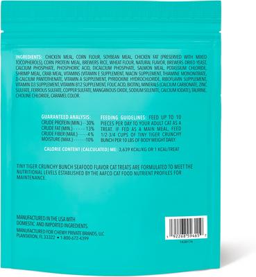 Show full view: Tiny Tiger Crunchy Bunch Fins of Fury Seafood Flavor Cat Treats, 20-oz bag slide 4 of 10
