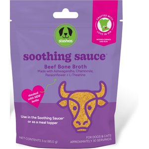 Stashios Soothing Sauce Beef Flavor Good Breath Powder Supplement for Dogs & Cats, 3-oz bag