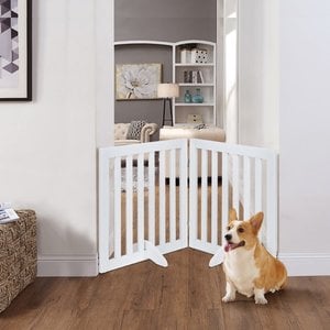 Unipaws Free Standing Dog Gate, White, 24-in, 2-panel