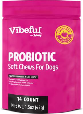 Show full view: Vibeful Favorites Bundle – Digestive & Calming Support Pumpkin & Peanut Butter Dog Soft Chew Supplements, 28 count slide 2 of 9