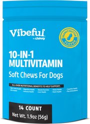 Vibeful 10-in-1 Multivitamin Bites Peanut Butter Flavored Soft Chews Supplement for Dogs, 14 count slide 1 of 7