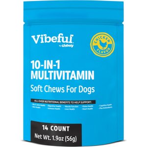 Vibeful 10-in-1 Multivitamin Bites Chicken Flavored Soft Chews Supplement for Dogs, 14 count