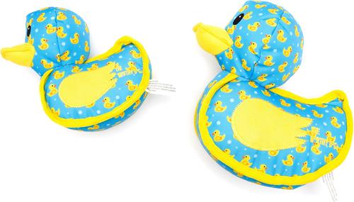 Show full view: The Worthy Dog Rubber Duck Squeaky Plush Dog Toy, Blue, Small slide 3 of 3