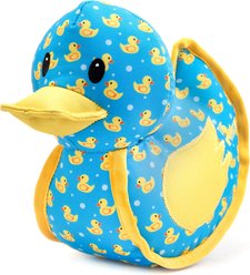 The Worthy Dog Rubber Duck Squeaky Plush Dog Toy, Blue, Large