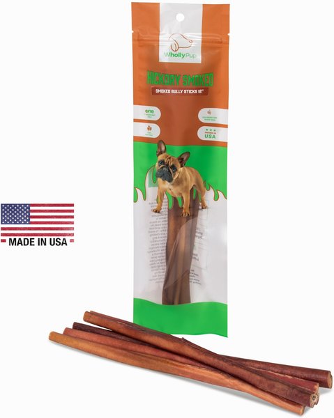 Wholly Pup Smoked Bully Sticks 12-inch Dog Treats, 4 count