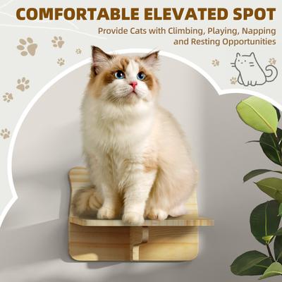 Show full view: Yitahome Wall Mounted Wooden Cat Climber Set, Beige, 16 count slide 7 of 9