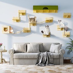 Yitahome Wall Mounted Wooden Cat Climber Set, Beige, 16 count