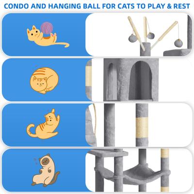 Show full view: Yitahome 64.5-in Sisal Cat Tree, Light Gray slide 6 of 8