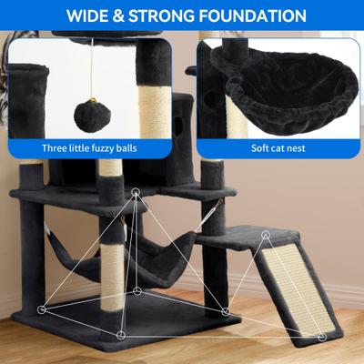 Show full view: Yitahome 75-in Sisal Cat Tree & Condo, Black slide 4 of 7
