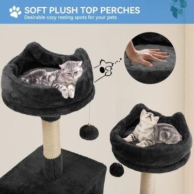 Show full view: Yitahome 75-in Sisal Cat Tree & Condo, Black slide 5 of 7