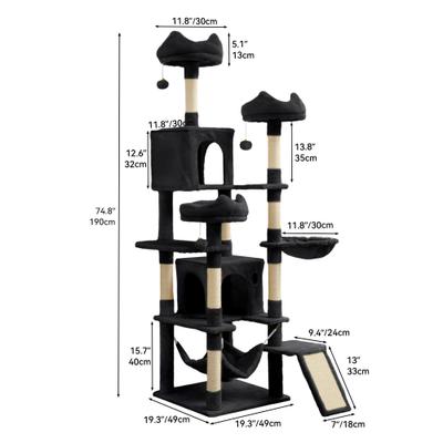Show full view: Yitahome 75-in Sisal Cat Tree & Condo, Black slide 3 of 7