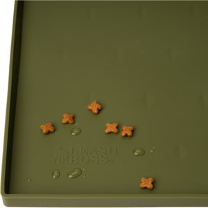 Leash Boss Splash Tall Lip Dog Food Mat, Green, Medium/Large