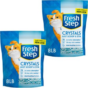 Fresh Step Crystals Scented Non-Clumping Cat Litter, 8-lb bag, bundle of 2