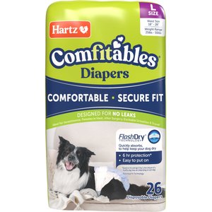 Hartz Comfitables Male & Female Dog Diapers, Large: 18 to 26-in waist, 26 count