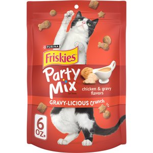 Friskies Party Mix Gravy-licious Chicken & Gravy Flavors Crunchy Cat Treats, 6-oz bag