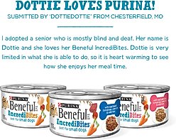 Purina Beneful IncrediBites Adult Variety Pack Chicken Beef & Salmon Small Breed Wet Dog Food, 3-oz can, case of 30 slide 2 of 8