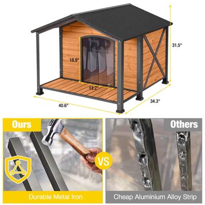 Show full view: Aivituvin AIR88 Heated Waterproof Wooden Dog House, Brown, Large slide 8 of 8