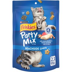 Friskies Party Mix Beachside Crunch Ocean Whitefish & Seafood Flavor Crunchy Cat Treats, 2.1-oz bag