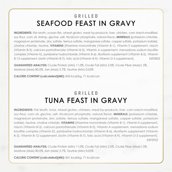 Show full view: Fancy Feast Adult Grilled Seafood Feast Variety Pack in Gravy Wet Cat Food, 3-oz, case of 24 slide 6 of 12