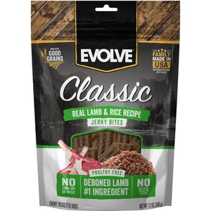 Evolve Classic Good Grains Lamb & Rice Jerky Dog Treats, 10-oz bag