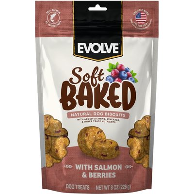 Evolve Evolve Soft Baked Salmon & Berry Recipe Crunchy Dog Treats, 8-oz bag