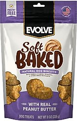 Evolve Soft Baked with Real Peanut Butter Recipe Crunchy Dog Treats, 8-oz bag