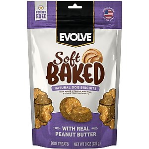 Evolve Soft Baked with Real Peanut Butter Recipe Crunchy Dog Treats, 8-oz bag