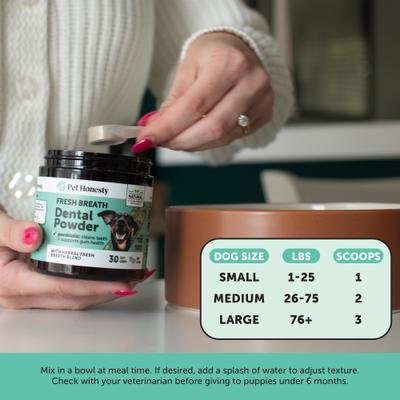 Show full view: Pet Honesty Fresh Breath Freshener Mint Flavored Dental Powder for Dogs, 10.5-oz jar slide 7 of 11