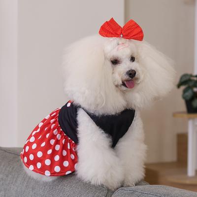 Show full view: CuteBone Polka Dot Dog Mesh Sundress, Red, X-Small slide 4 of 11