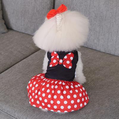 Show full view: CuteBone Polka Dot Dog Mesh Sundress, Red, X-Small slide 5 of 11