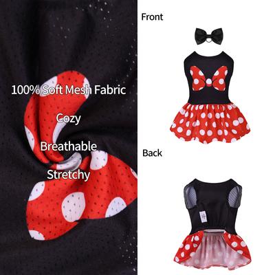 Show full view: CuteBone Polka Dot Dog Mesh Sundress, Red, X-Small slide 3 of 11