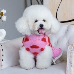 CuteBone Hearts Dog Sweater Dress, Pink, Medium slide 2 of 9