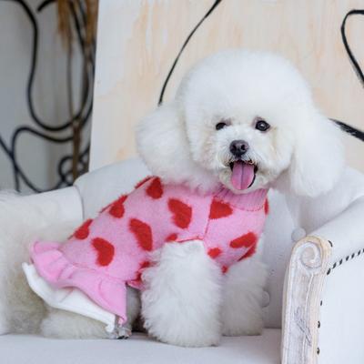 Show full view: CuteBone Valentine's Day Hearts Dog Sweater Dress, Pink, Small slide 3 of 11