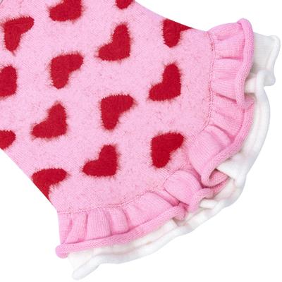 Show full view: CuteBone Valentine's Day Hearts Dog Sweater Dress, Pink, Small slide 7 of 11