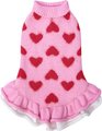 CuteBone Valentine's Day Hearts Dog Sweater Dress, Pink, X-Small