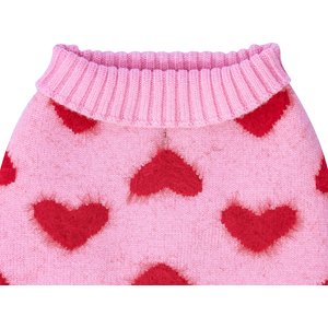 CuteBone Hearts Dog Sweater Dress, Pink, Medium