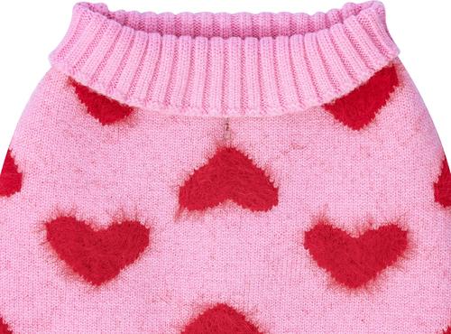 Show full view: CuteBone Valentine's Day Hearts Dog Sweater Dress, Pink, Small slide 8 of 11