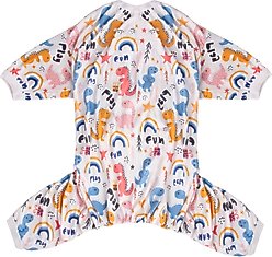 CuteBone Dino Big Dog Pajamas, Pink & White, Large