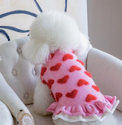 Show full view: CuteBone Valentine's Day Hearts Dog Sweater Dress, Pink, Small slide 4 of 11
