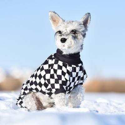 Show full view: CuteBone Checkered Turtleneck Dog Pajamas, Black & White, Large slide 8 of 12
