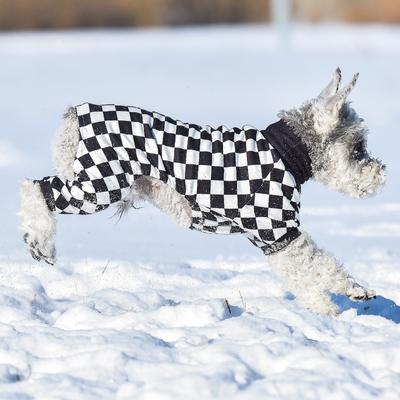 Show full view: CuteBone Checkered Turtleneck Dog Pajamas, Black & White, Large slide 7 of 12
