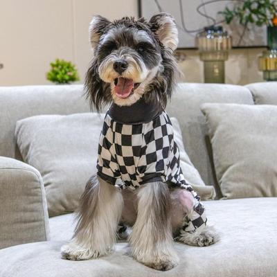 Show full view: CuteBone Checkered Turtleneck Dog Pajamas, Black & White, Large slide 5 of 12