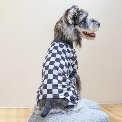 Show full view: CuteBone Checkered Turtleneck Dog Pajamas, Black & White, Large slide 4 of 12