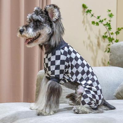 Show full view: CuteBone Checkered Turtleneck Dog Pajamas, Black & White, Large slide 3 of 12