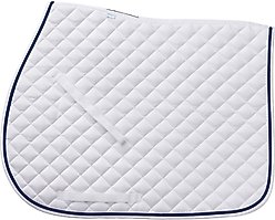 Ovation Coolmax Saddle Pad with Piping, White/Navy