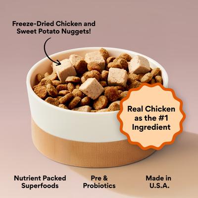 Show full view: Kismet Chicken & Barley Recipe with Freeze-Dried Nugs Dry Dog Food, 19-lb bag + Salmon & Brown Rice Recipe with Freeze-Dried Nugs Dry Food, 19-lb bag slide 5 of 10
