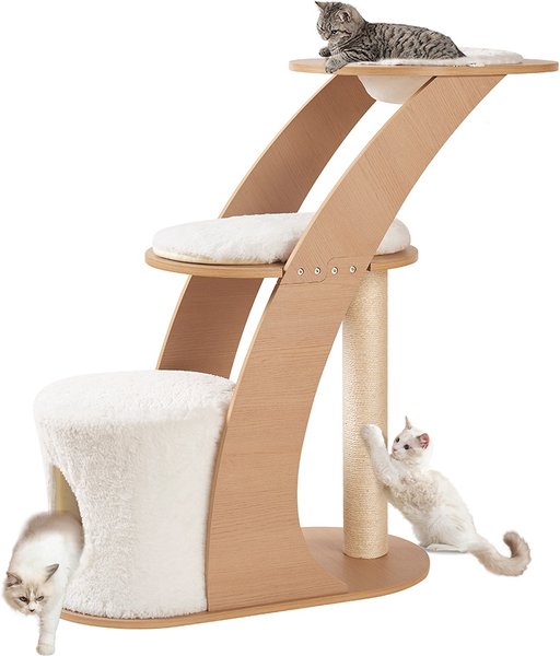 beeNbkks Modern Furniture Style Cat Tree & Condo, White