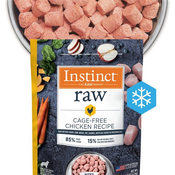 Instinct Bites Chicken Recipe Grain-Free Cage-Free Raw Frozen Senior Dog Food, 3-lb bag