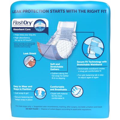 Show full view: Hartz Comfitables Stretchy Waistband Disposable Male Dog Wraps, Small, 40 count slide 10 of 13